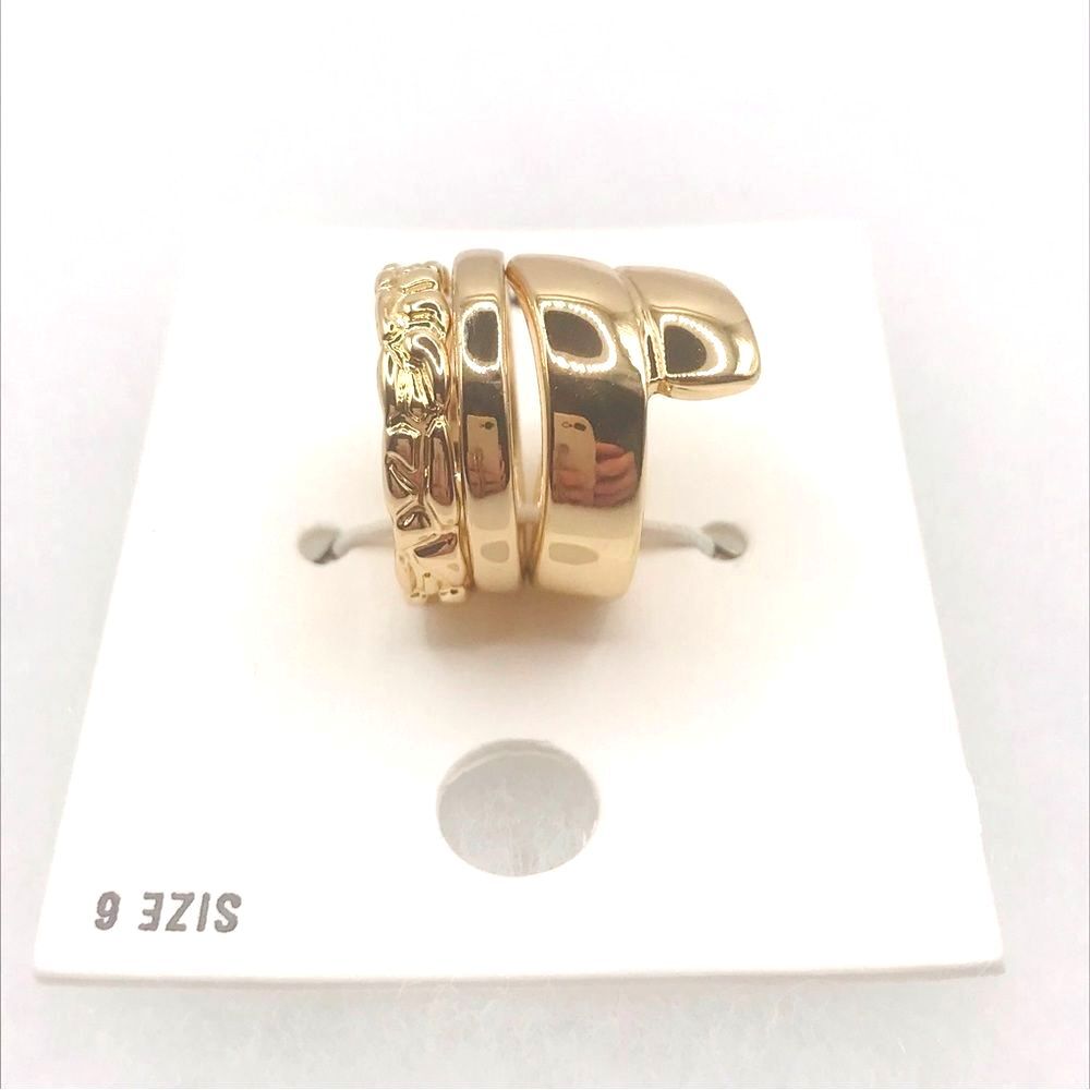 Express Gold Stacked Rings Modern Design Size 6 - Picture 4 of 6